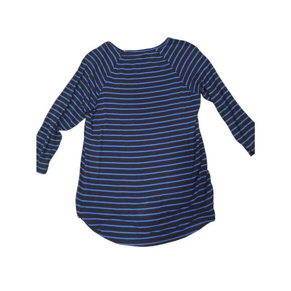 Loveappella Blue And Black Striped 3/4 Sleeve Top Womens Size Small Stretch Comf - Picture 5 of 5